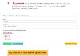 BOTON AMARILLO DE EXPORTAR ROBOT A PRODUCCION NO APARECE